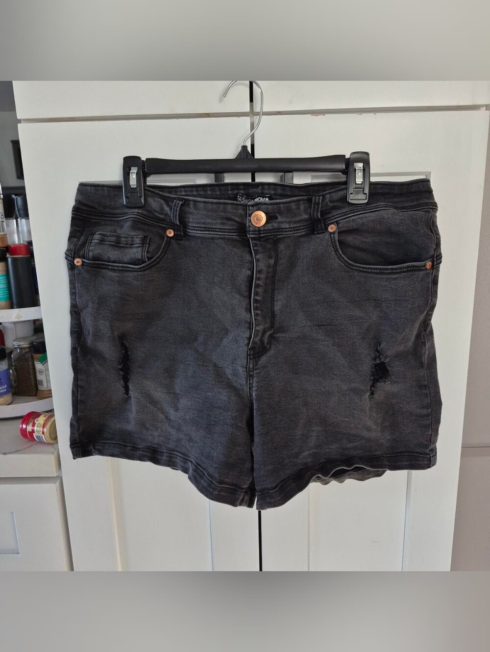 Fashion Nova Black Washed Distressed Jean Shorts